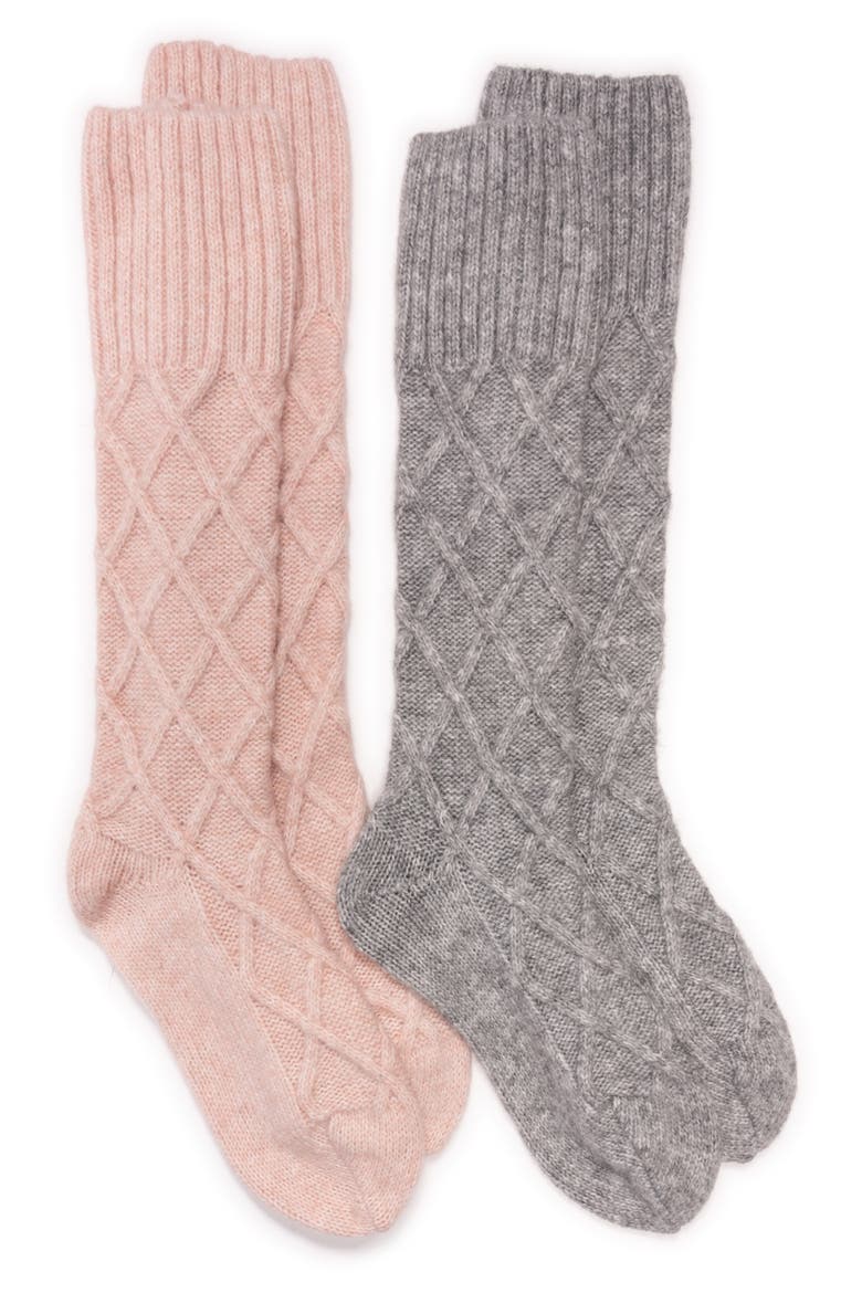 Lounge Lattice Crew Socks, Main, color, PINK-GREY