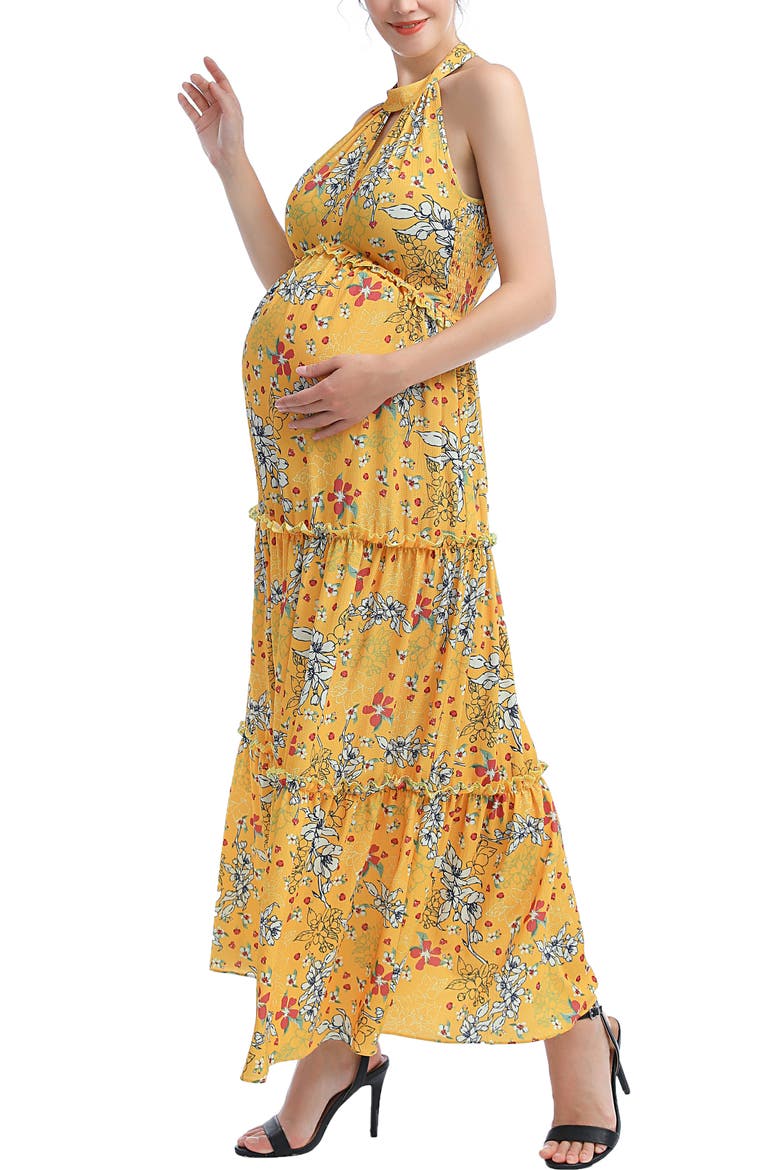 Soleil Maternity Floral Print Maxi Dress, Alternate, color, Multicolored