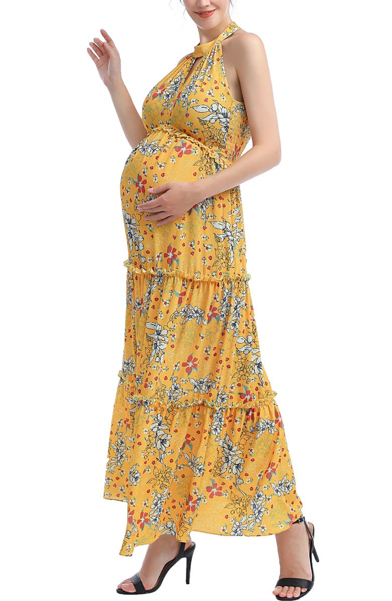 Kimi & Kai Soleil Maternity Floral Print Maxi Dress, Alternate, color, Multicolored