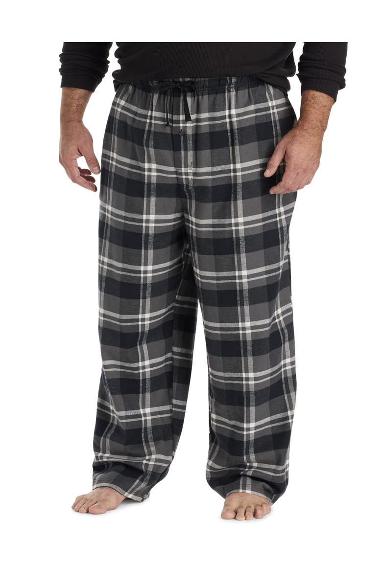 Harbor Bay by DXL Big & Tall Tartan Plaid Flannel Lounge Pants, Main, color, Black