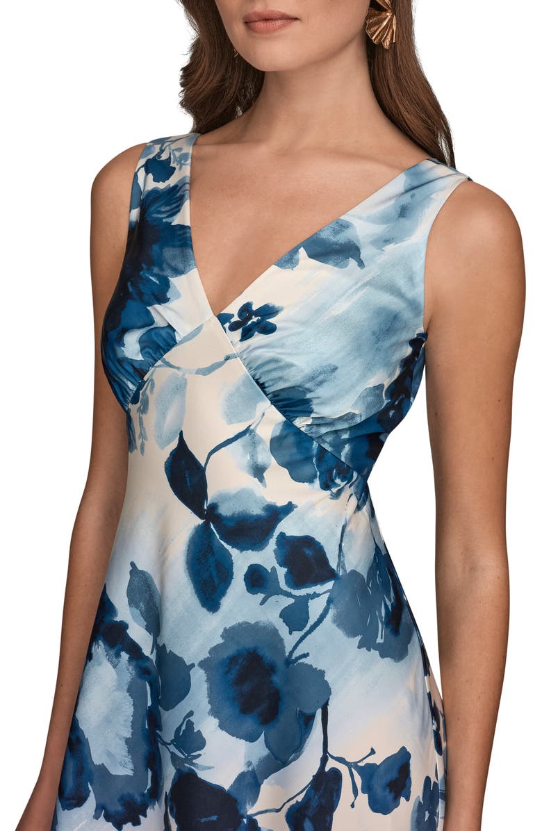 Donna Karan New York Floral Empire Waist A-Line Dress, Alternate, color, Nightfall Multi