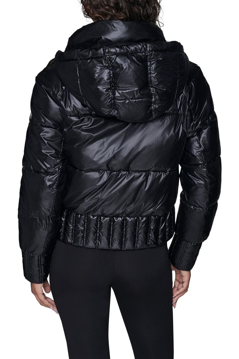 Crop Puffer Bomber Jacket, Alternate, color, BLACK