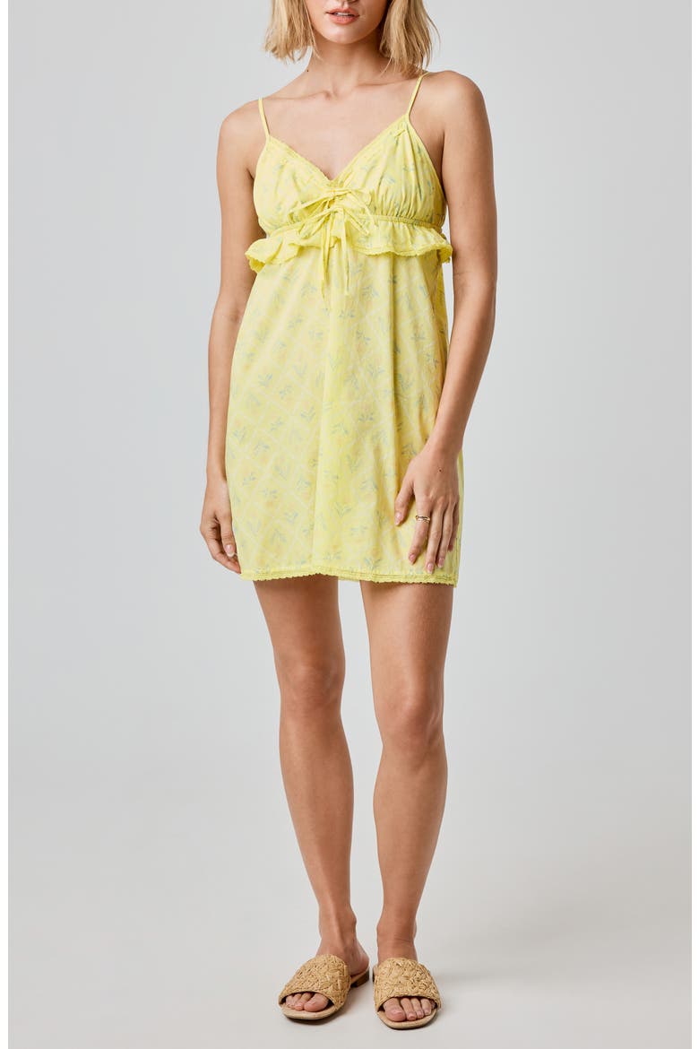 Ruffle Lace Trim Cotton Mini Sundress, Main, color, CAPRI FLORAL
