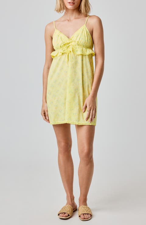 Ruffle Lace Trim Cotton Mini Sundress