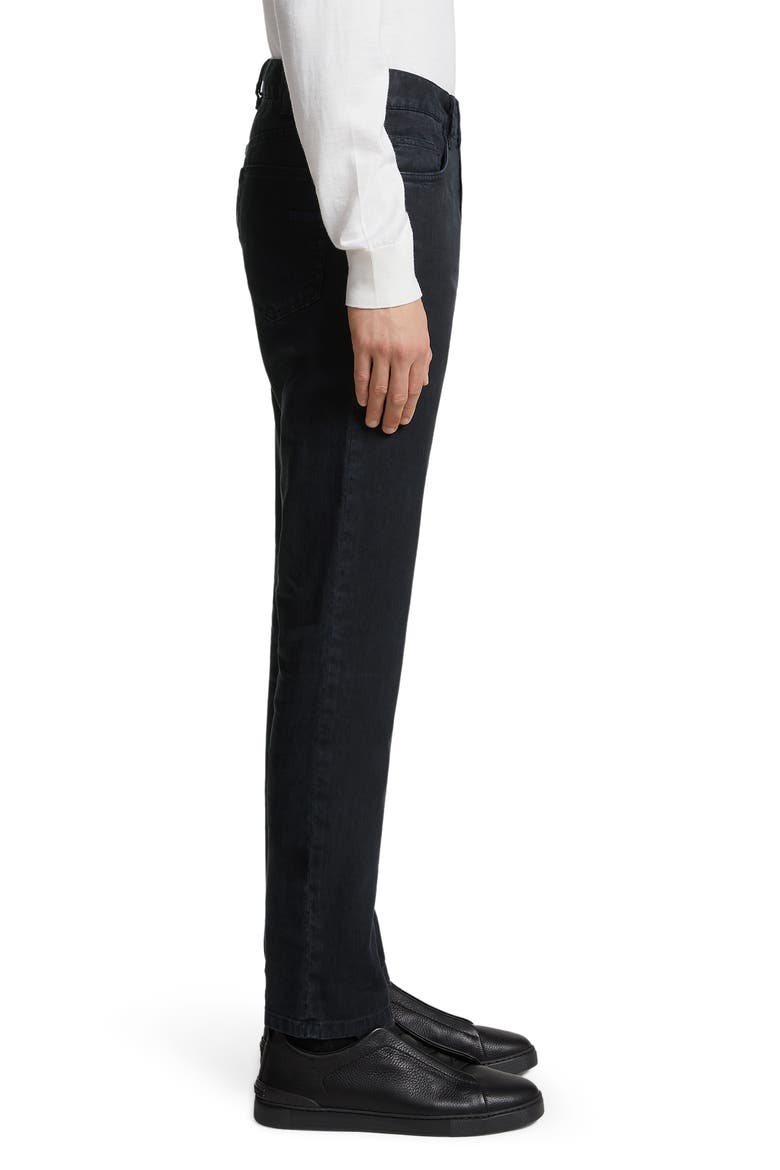 Garment Dyed Stretch Linen & Cotton Slim Fit Jeans, Alternate, color, NAVY