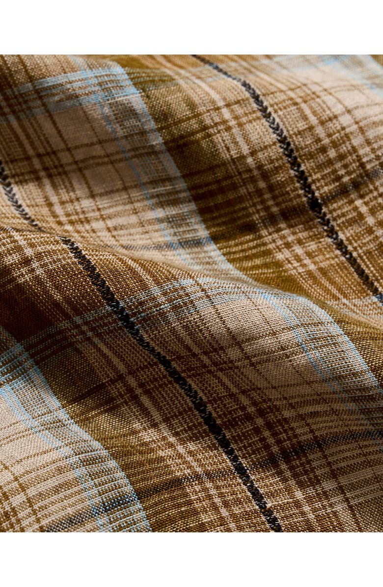 Billy Reid Cedar Dobby Plaid Linen Button-Up Shirt, Alternate, color, Olive Multi