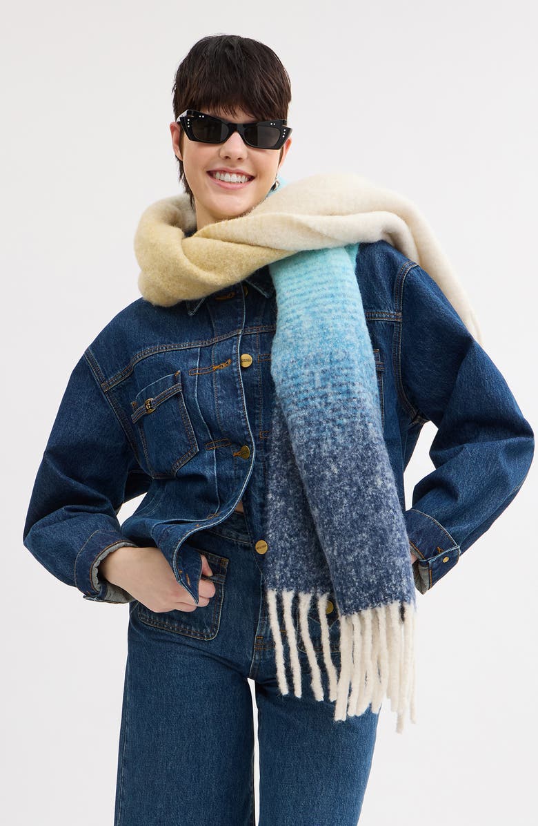 COACH Alpaca Blend Ombré Muff Scarf, Alternate, color, Navy Multi