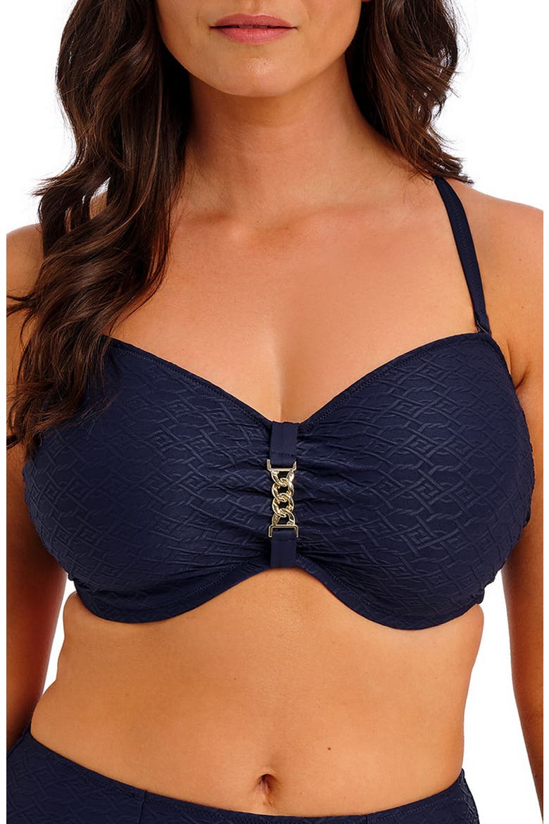 Azores DD-Cup Underwire Bandeau Bikini Top, Alternate, color, MIDNIGHT