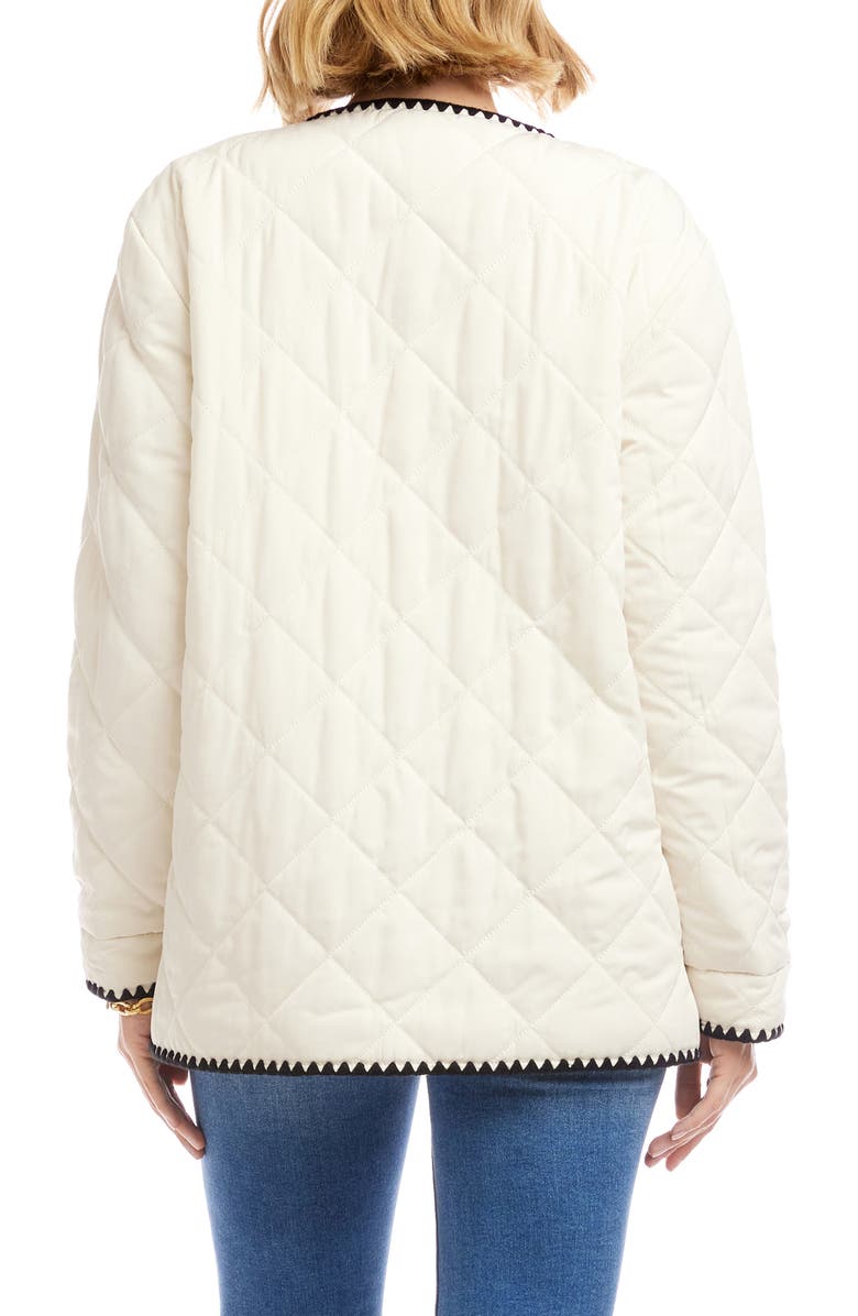 Karen Kane Edge Stitch Quilted Jacket, Alternate, color, Cream/ Black