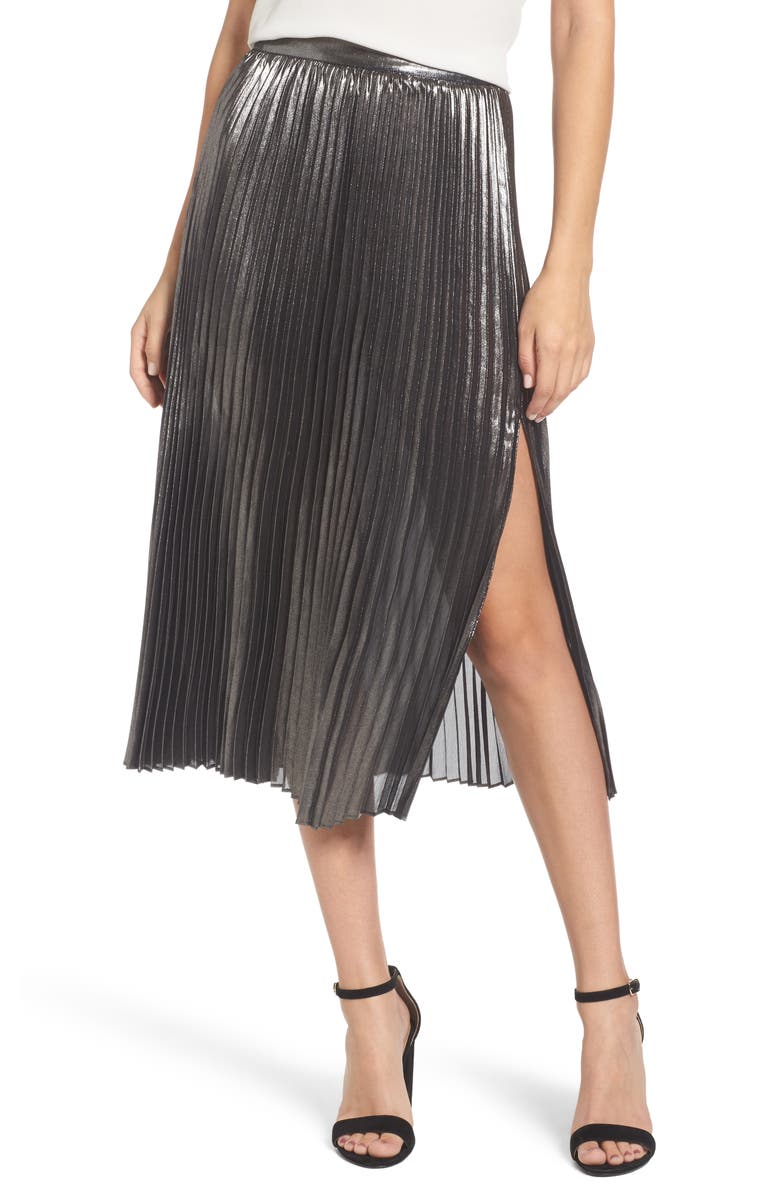 Trouvé Metallic Pleated Skirt, Main, color, 