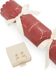 Astrid & Miyu Pavé Cluster Chain Drop Earrings Christmas Cracker