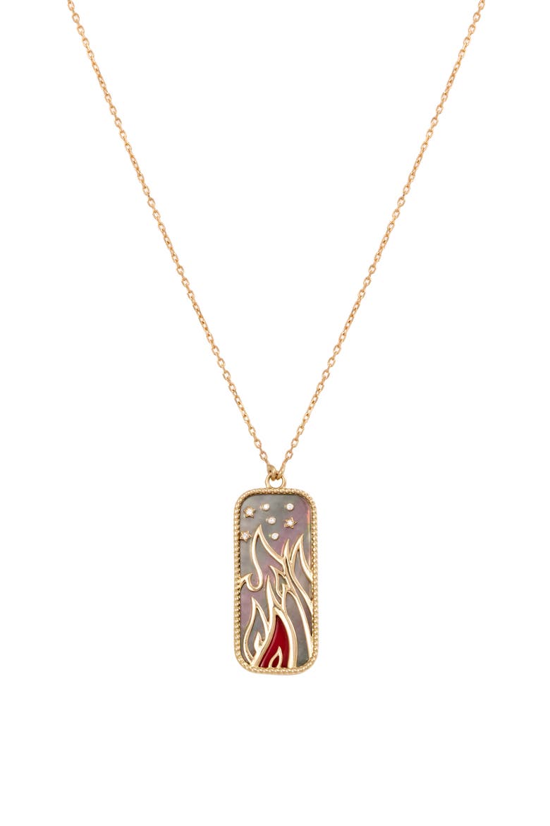 Elements of Love Fire Pendant Necklace, Main, color, BLACK PEARL/ RED CORAL