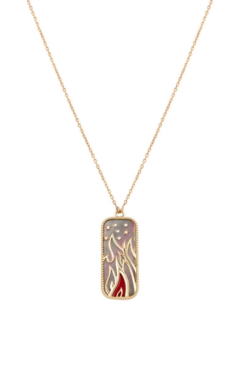 L'Atelier Nawbar Elements of Love Fire Pendant Necklace, Main, color, Black Pearl/ Red Coral