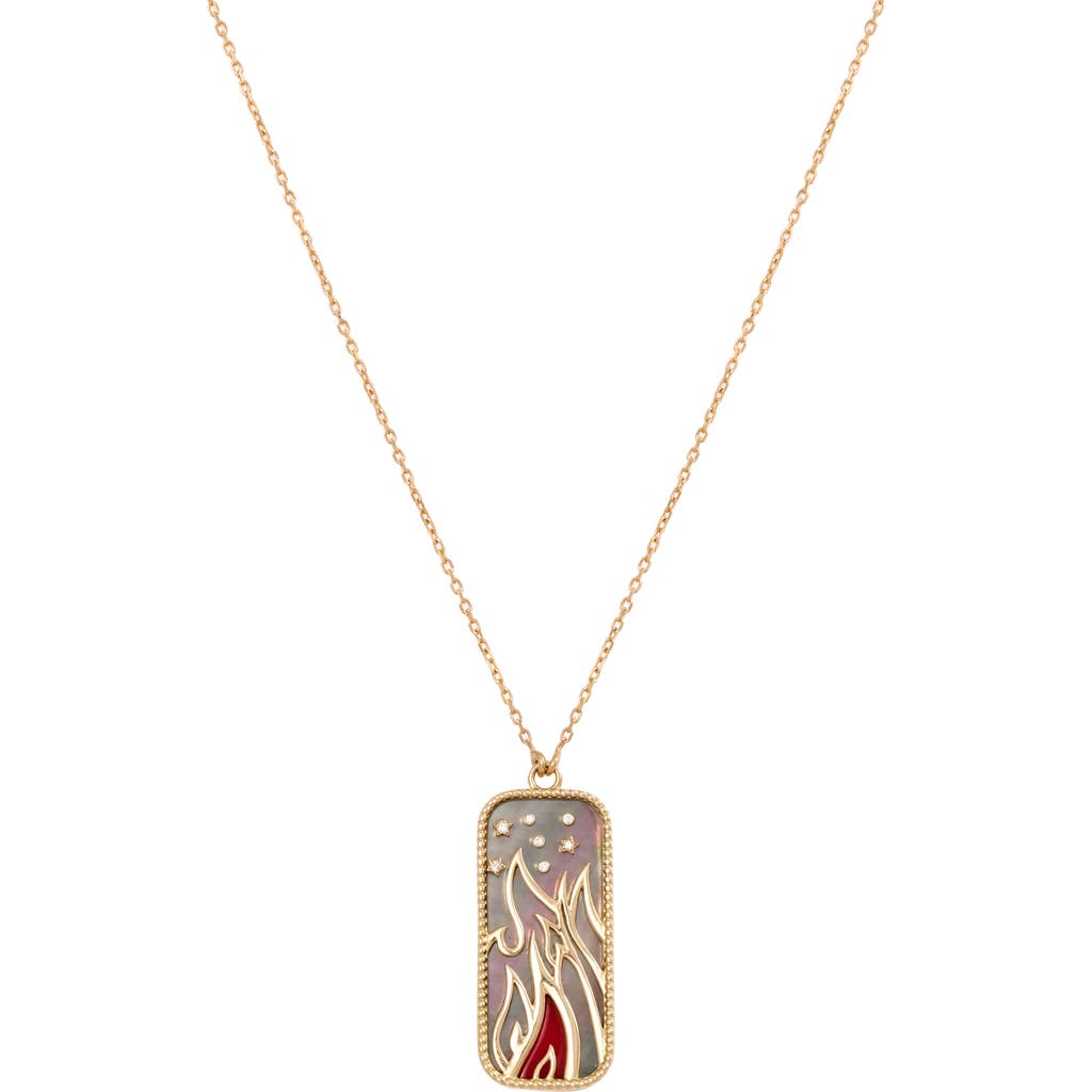 L'Atelier Nawbar Elements of Love Fire Pendant Necklace in Black Pearl/Red Coral  product