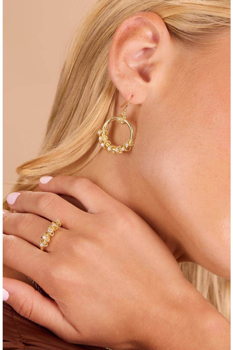 Cubic Zirconia Frontal Hoop Earrings, Alternate, color, GOLD