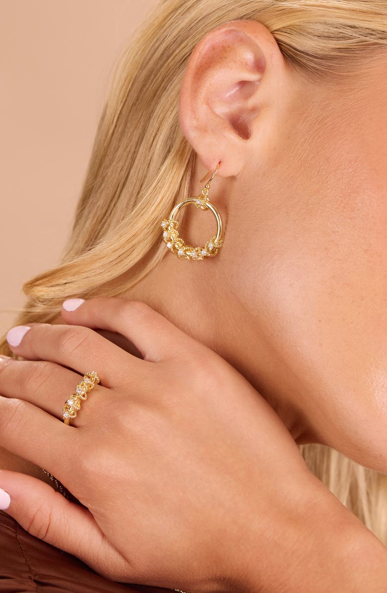 ATHRA LUXE Cubic Zirconia Frontal Hoop Earrings, Alternate, color, Gold