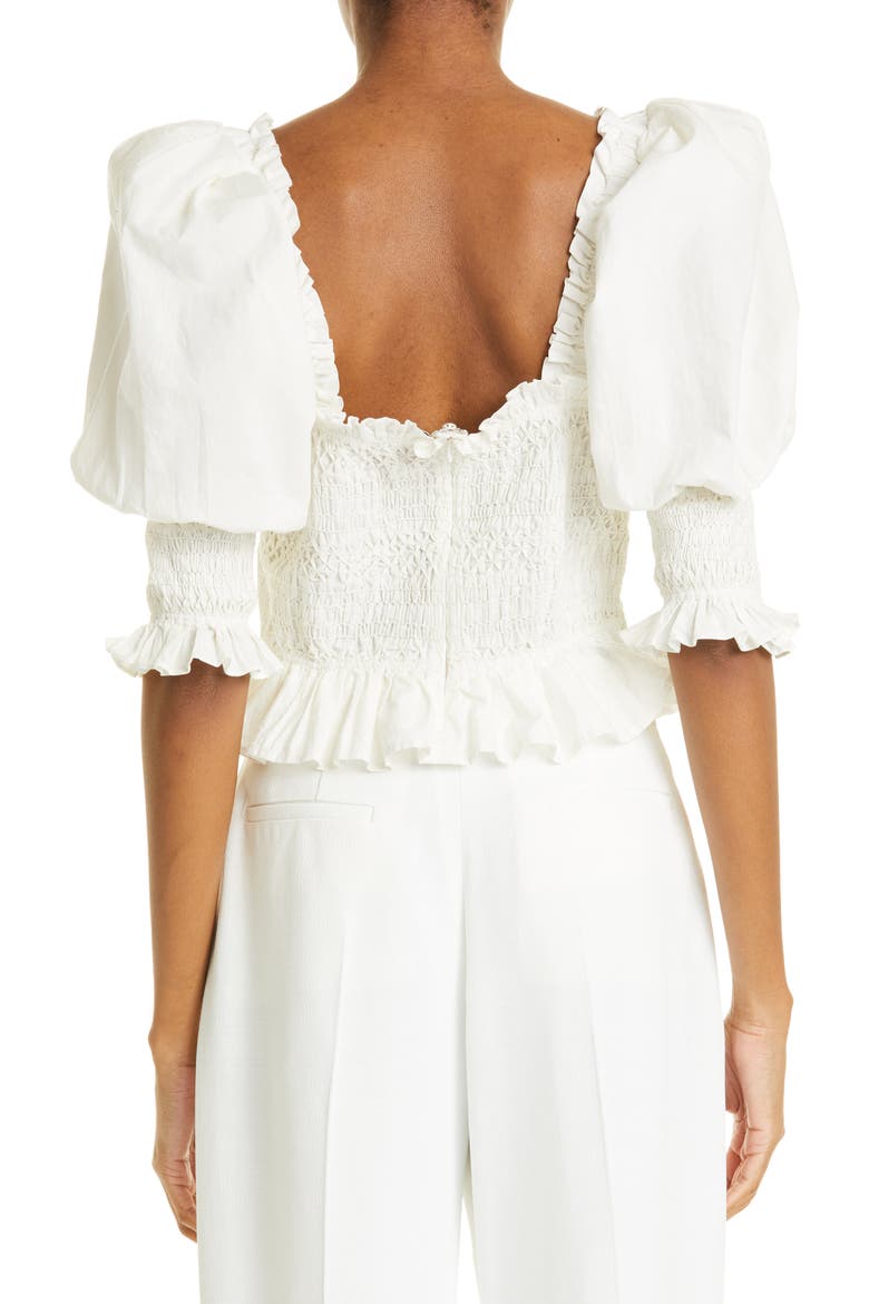 Simona Puff Sleeve Smocked Top, Alternate, color, WHITE