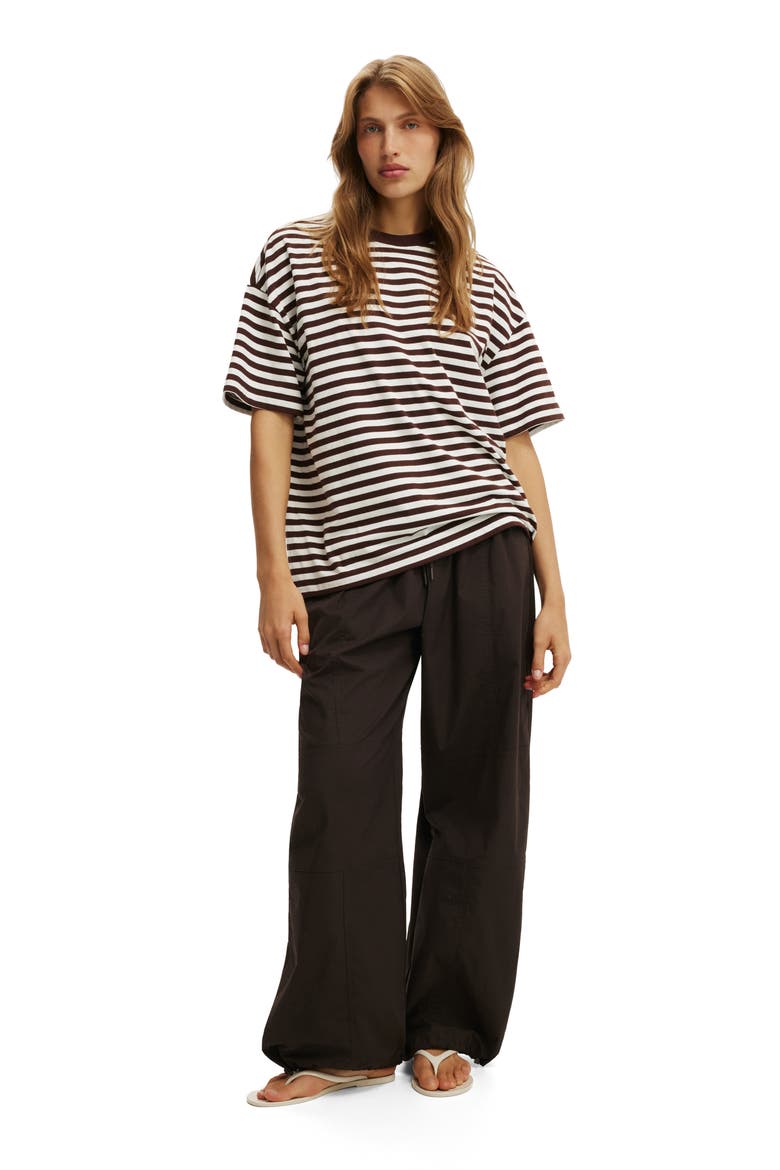 Women's Boxy Short Sleeve Tee, Alternate, color, Sophie Stripe Dark Oak
