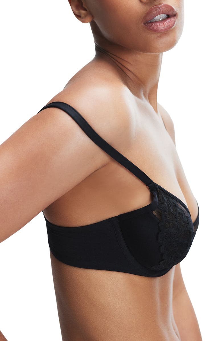 SAVAGE X FENTY Savage Not Sorry Half Cup Plunge Bra, Alternate, color, Black Caviar