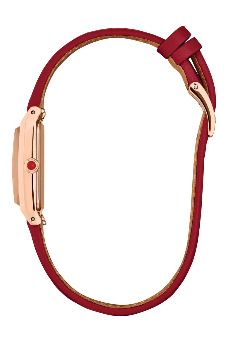 Fio Tank Red Leather Strap Watch, 14.3mm x 30.7mm, Alternate, color, WHITE/ RED