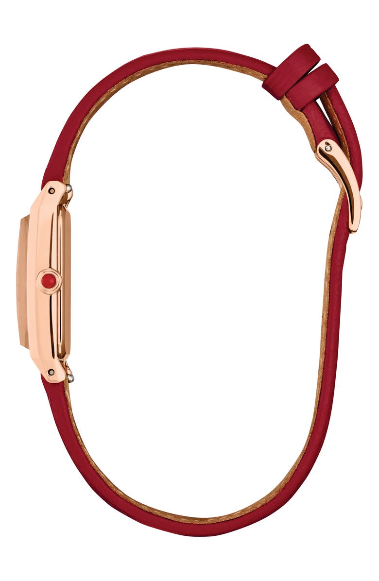 Citizen Fio Tank Red Leather Strap Watch, 14.3mm x 30.7mm, Alternate, color, White/ Red