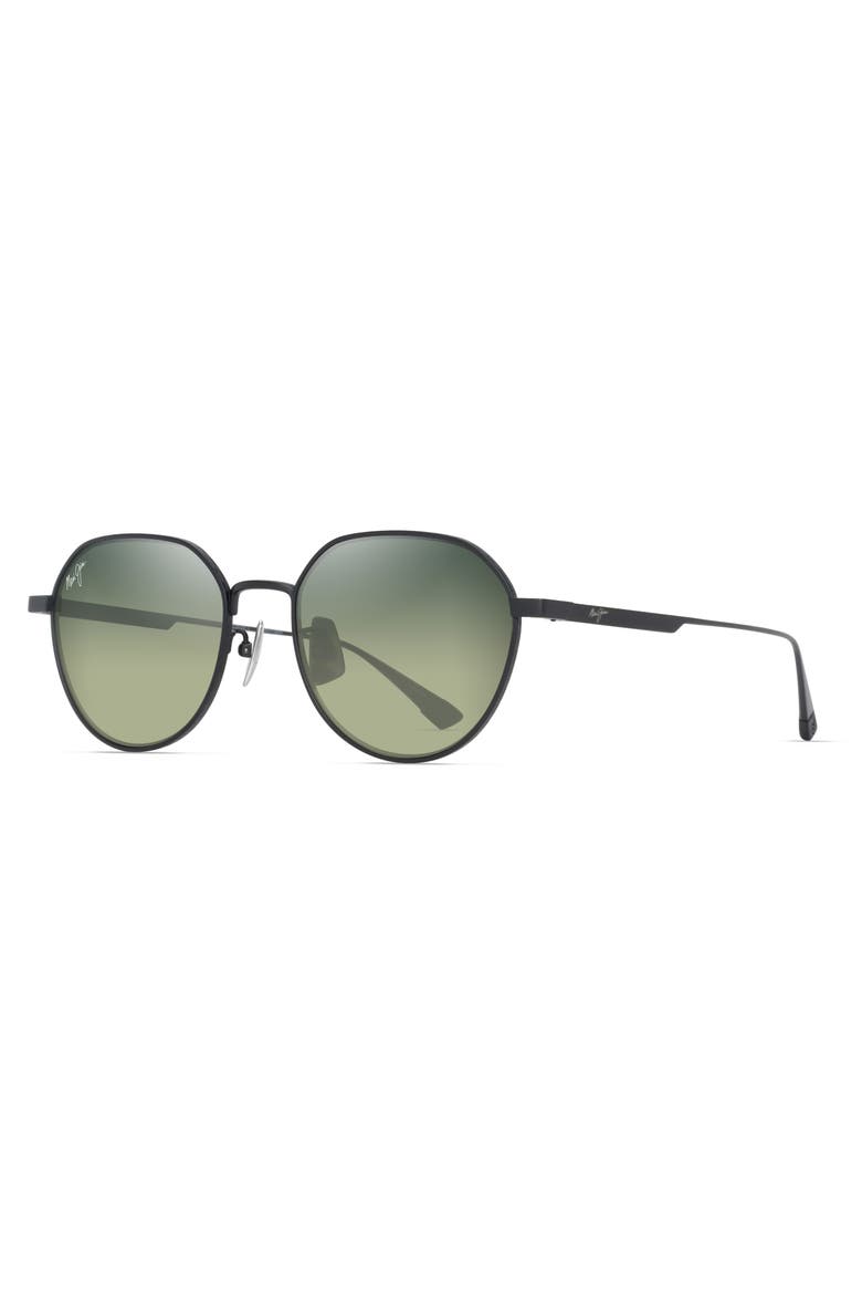 Kaulana 55mm Gradient Polarized Round Sunglasses, Alternate, color, MATTE BLACK