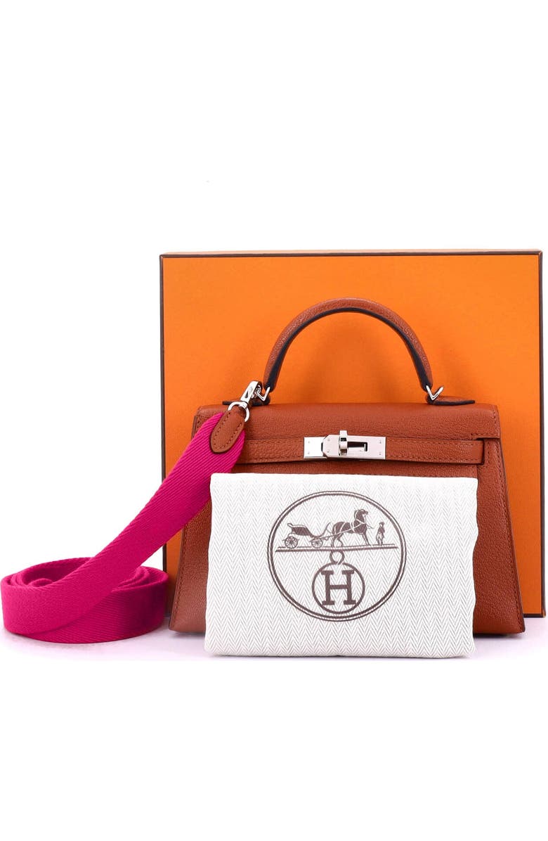 Pre-Owned Hermes Kelly Mini II Amazone Handbag Brown Chevre Mysore with Palladium Hardware 20, Alternate, color,
