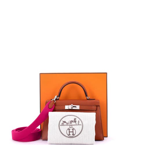 Pre-owned Hermes Hermes Kelly Mini Ii Amazone Handbag Brown Chevre Mysore With Palladium Hardware 20