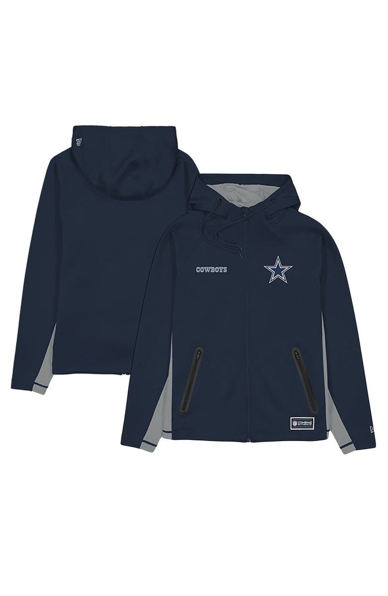 New Era Men's New Era  Navy Dallas Cowboys Combine Authentic Raglan Scuba Full-Zip Hoodie, Main, color, Navy
