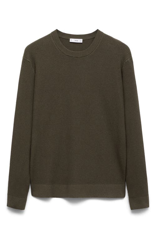 Mango Rib Crewneck Sweater In Green