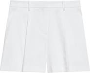 Theory Pleated Stretch Linen Blend Shorts