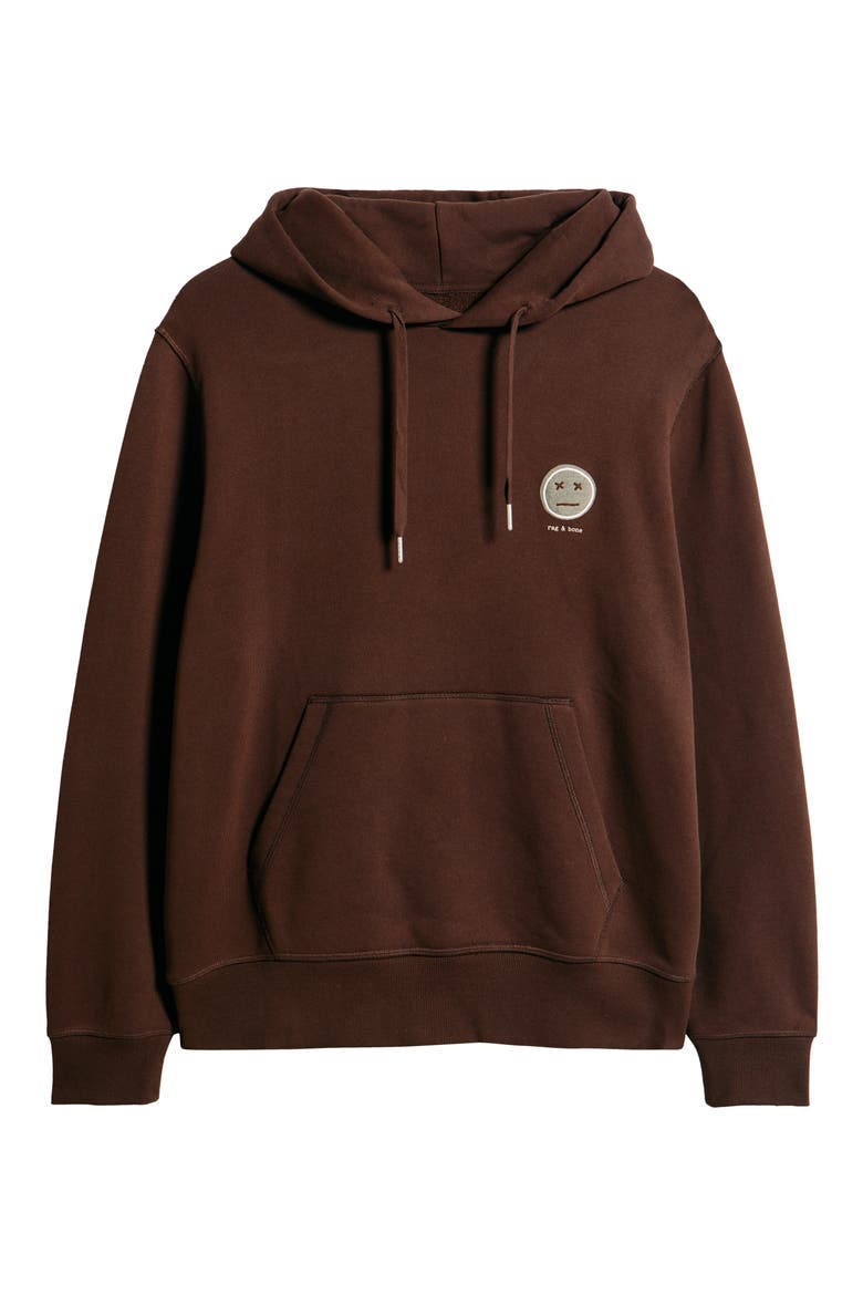 Embroidered Sour Face Hoodie, Alternate, color, BROWN