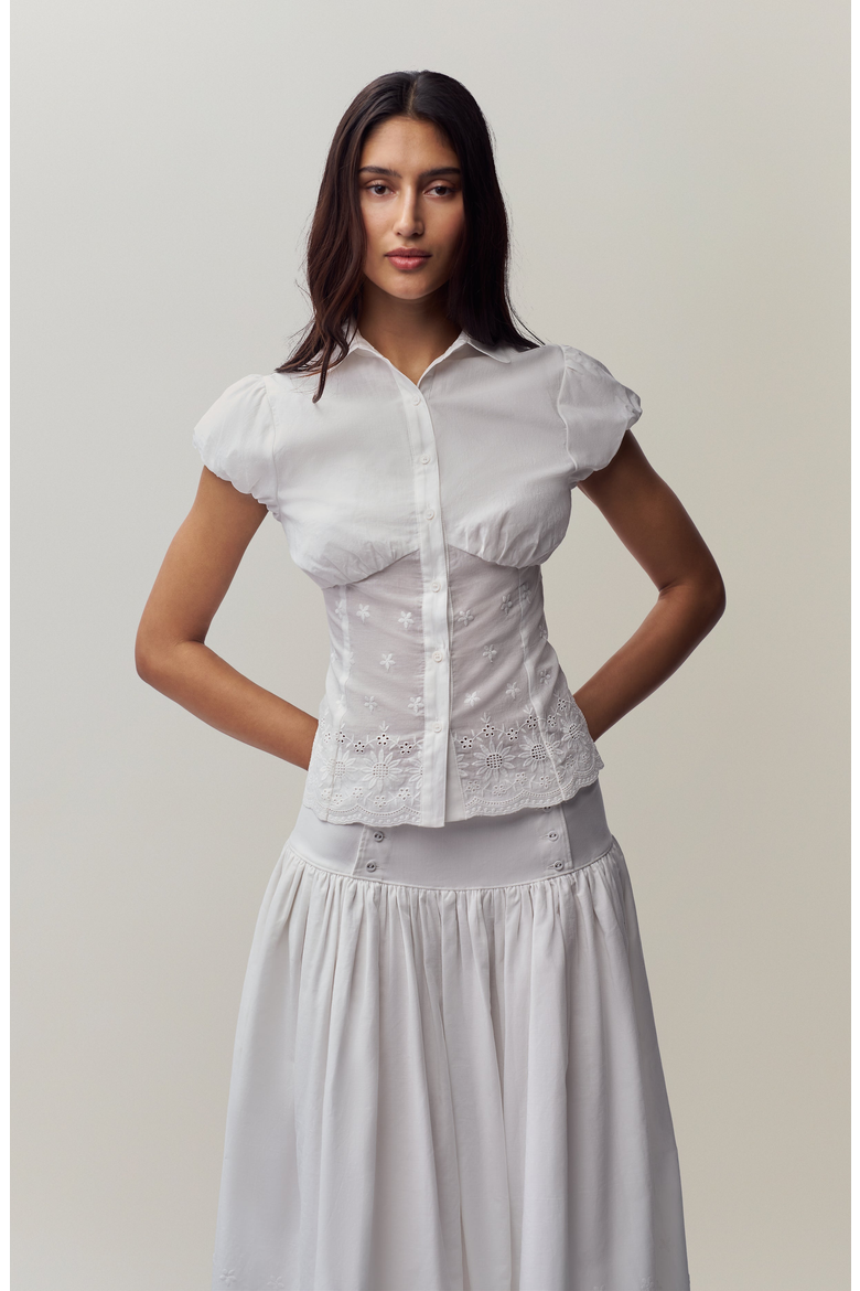 Rinka Embroidered Blouse, Main, color, White