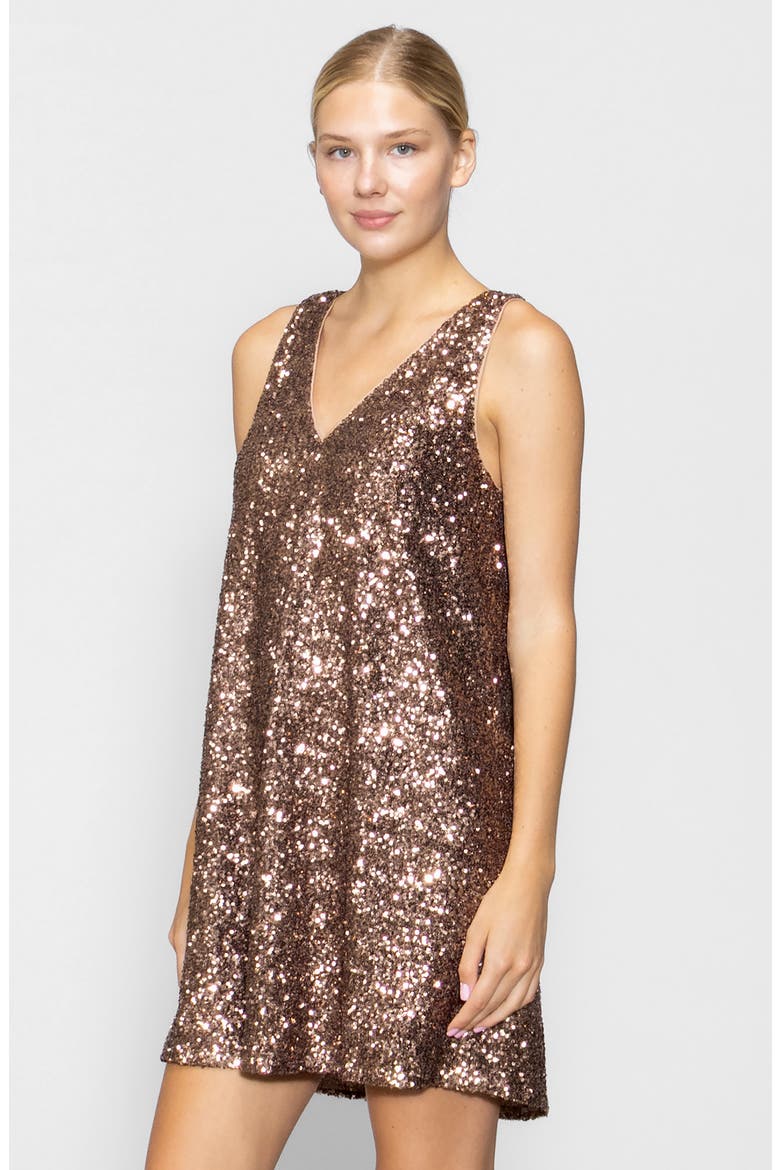 Sequin Shift Minidress, Alternate, color, COPPER