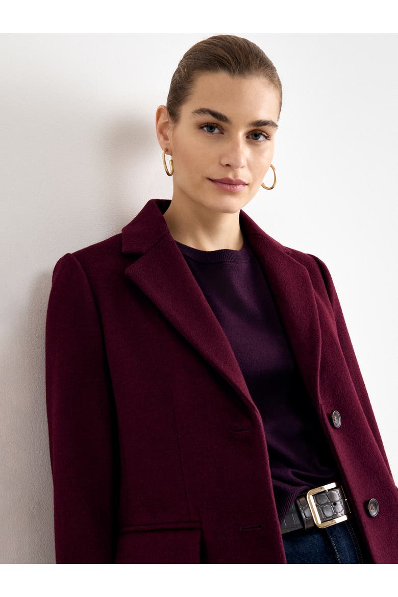 Lydia Wool Coat, Alternate, color, Burgundy