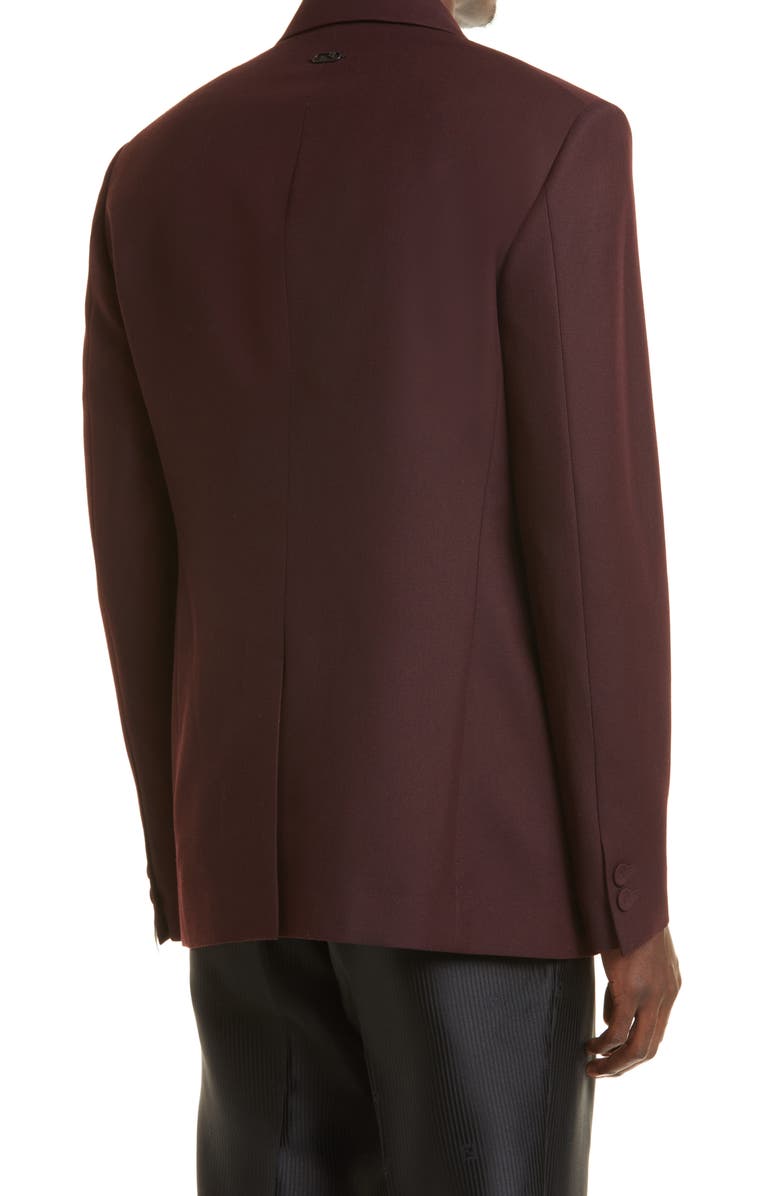 Fendi Double Breasted Wool Blend Cavalry Twill Jacket, Alternate, color, 