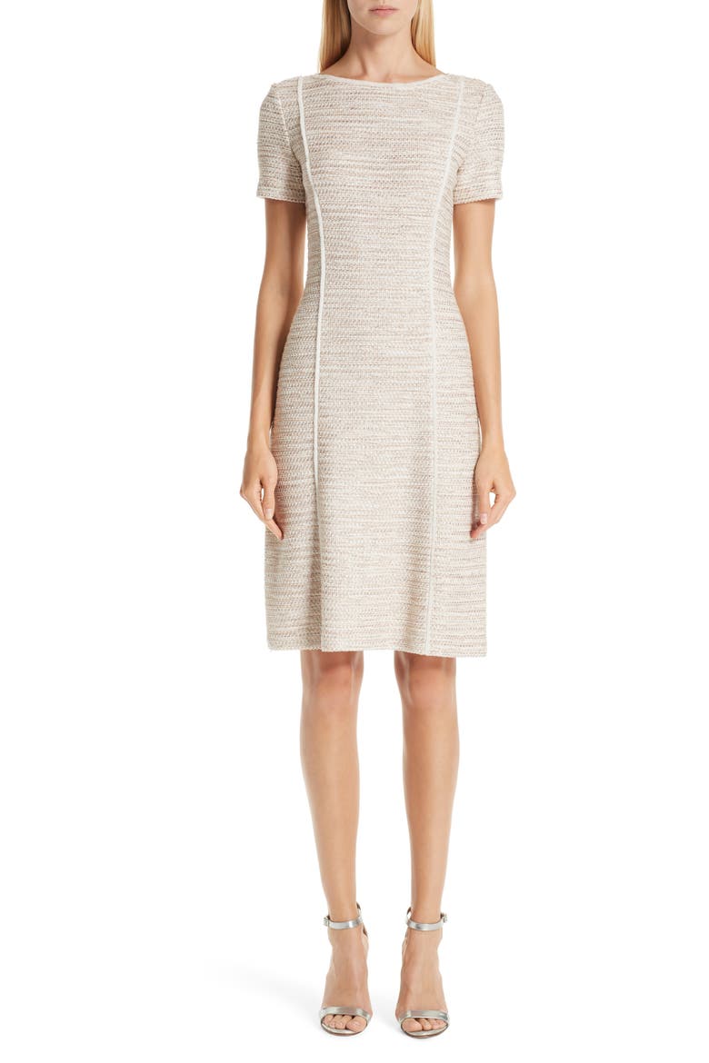 Dune Inlay Knit Sheath Dress, Main, color, HAZELNUT MULTI