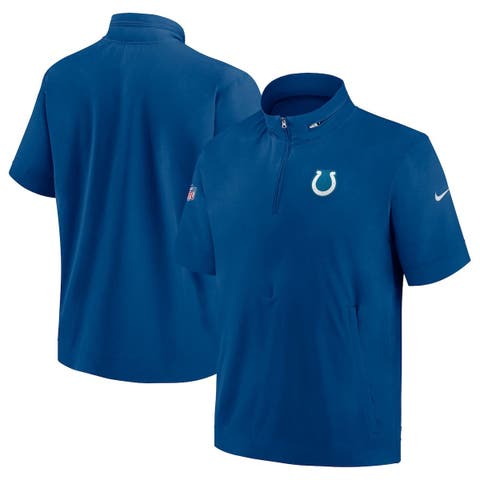 Men's Nike  Royal Indianapolis Colts Sideline Coach Short Sleeve Hoodie Quarter-Zip Jacket