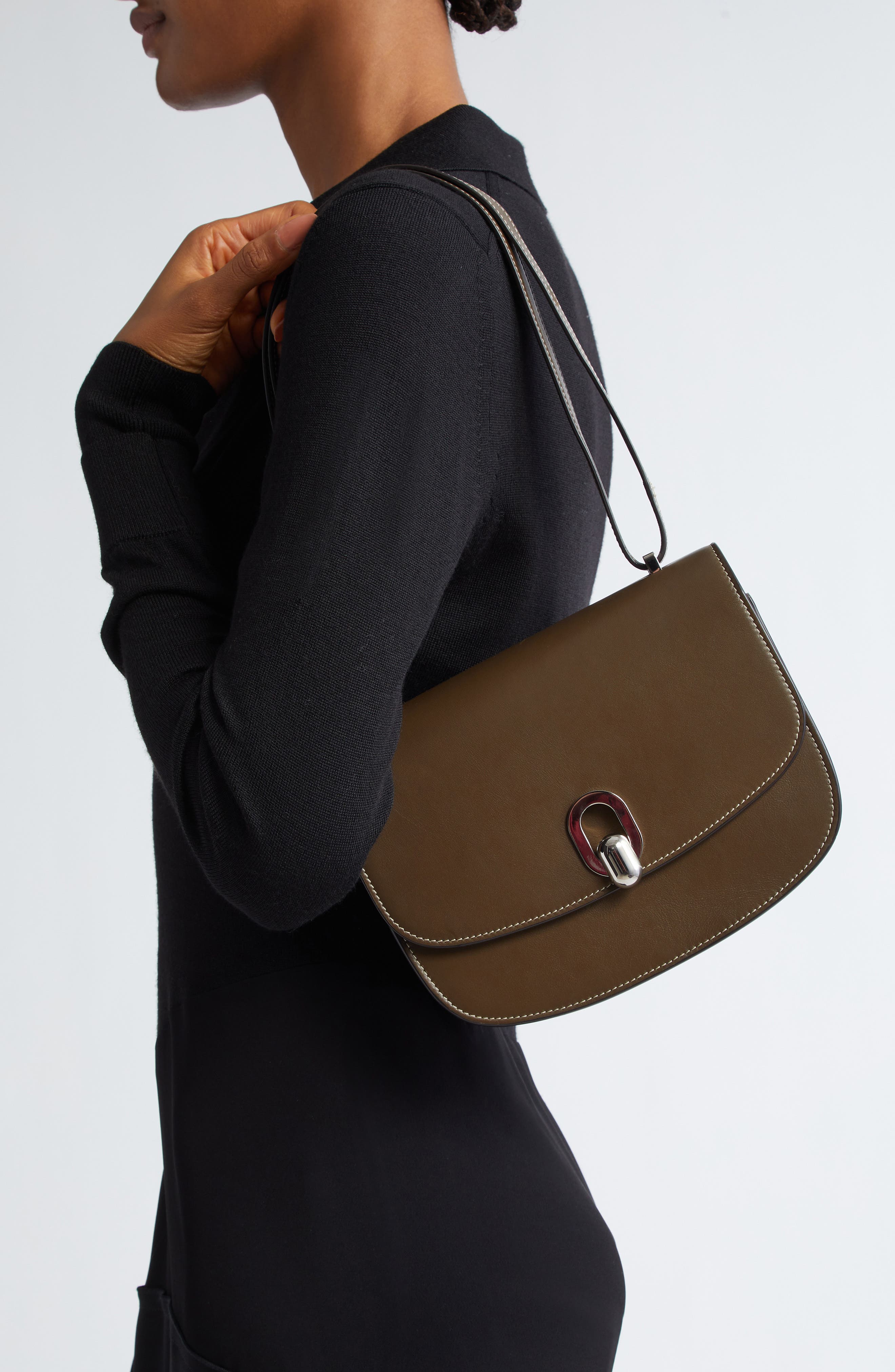 SAVETTE Tondo 22 Leather Crossbody Bag, Alternate, color, Mink