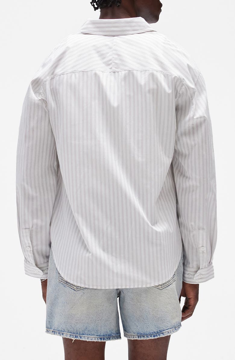 Represent Pinstripe Graphic Cotton Button-Up Shirt, Alternate, color, Flat White