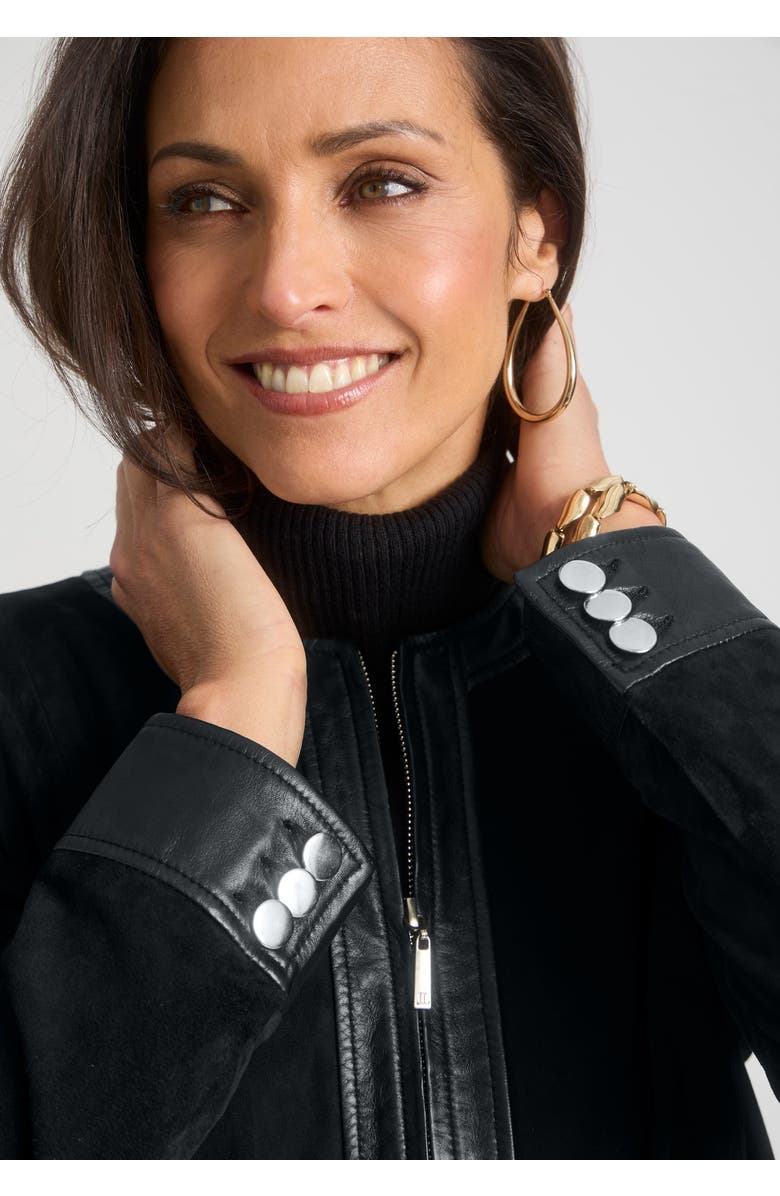Jessica London Suede Lady Jacket, Alternate, color, Black