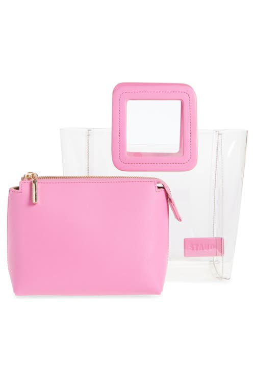 Staud Mini Shirley Transparent Handbag In Clear/pink