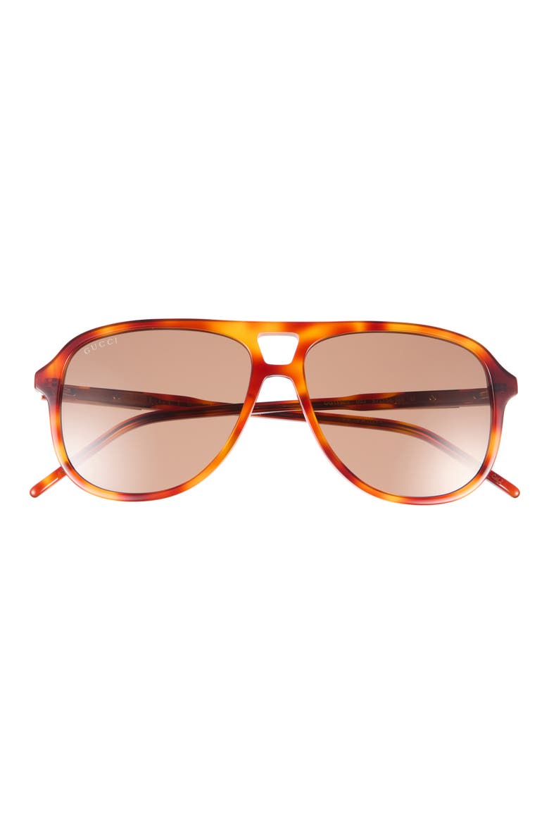 57mm Aviator Sunglasses, Main, color, HAVANA HAVANA BROWN