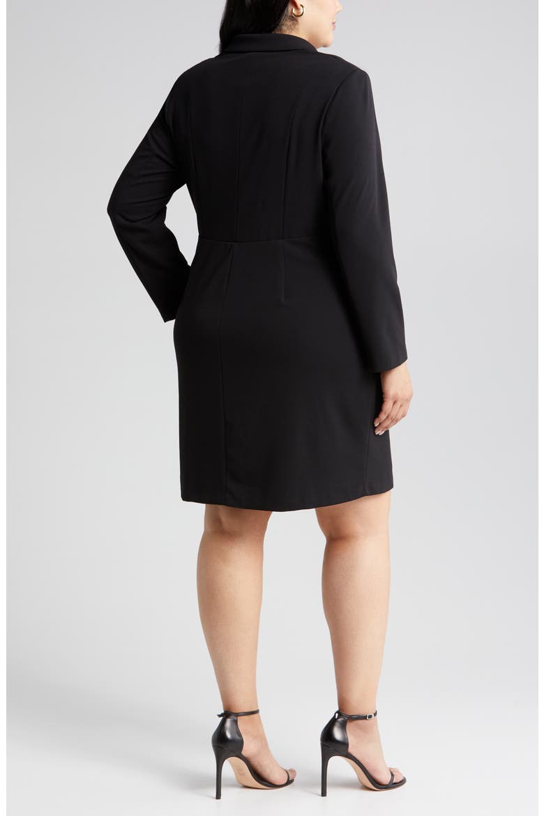 Long Sleeve Tuxedo Dress, Alternate, color, BLACK