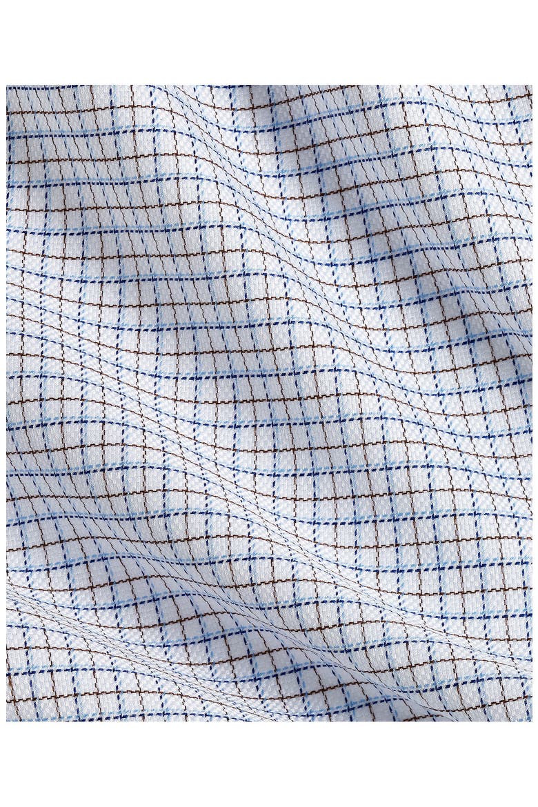 Trim Fit Dobby Check Dress Shirt, Alternate, color, BLUE/ CHOCOLATE