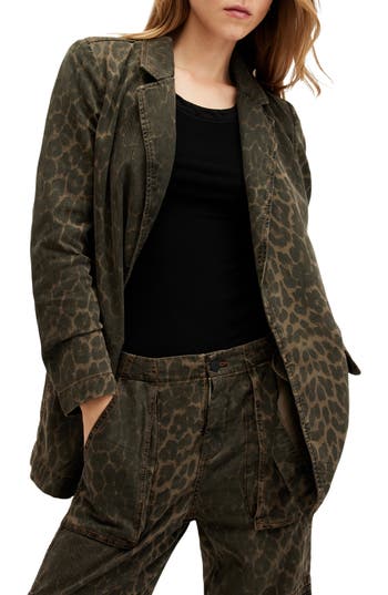 Allsaints Aleida Denim Blazer In Green