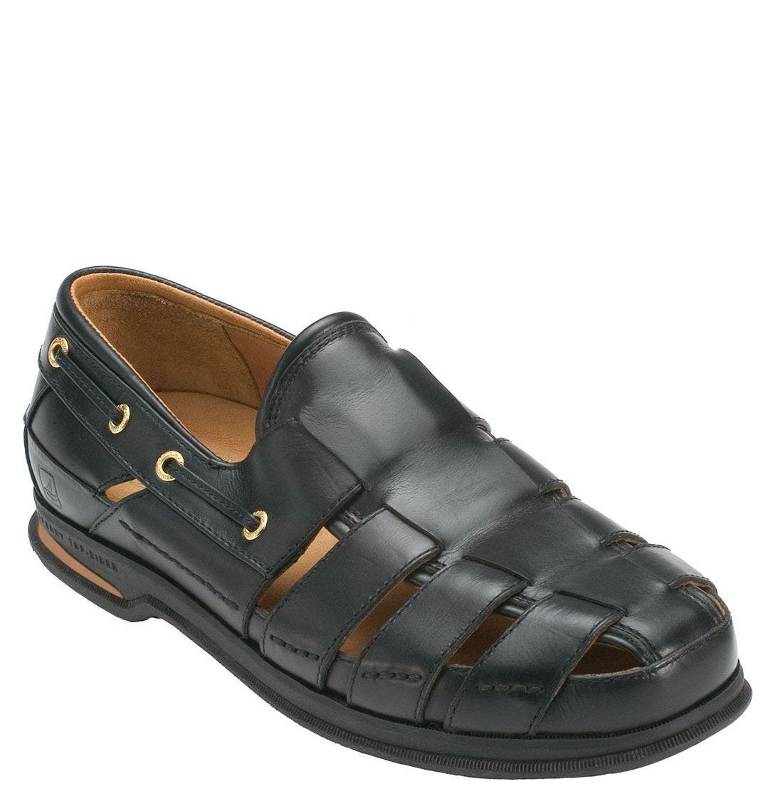 Sperry Top-Sider® 'Gold Cup' Fisherman Sandal, Main, color, BLACK