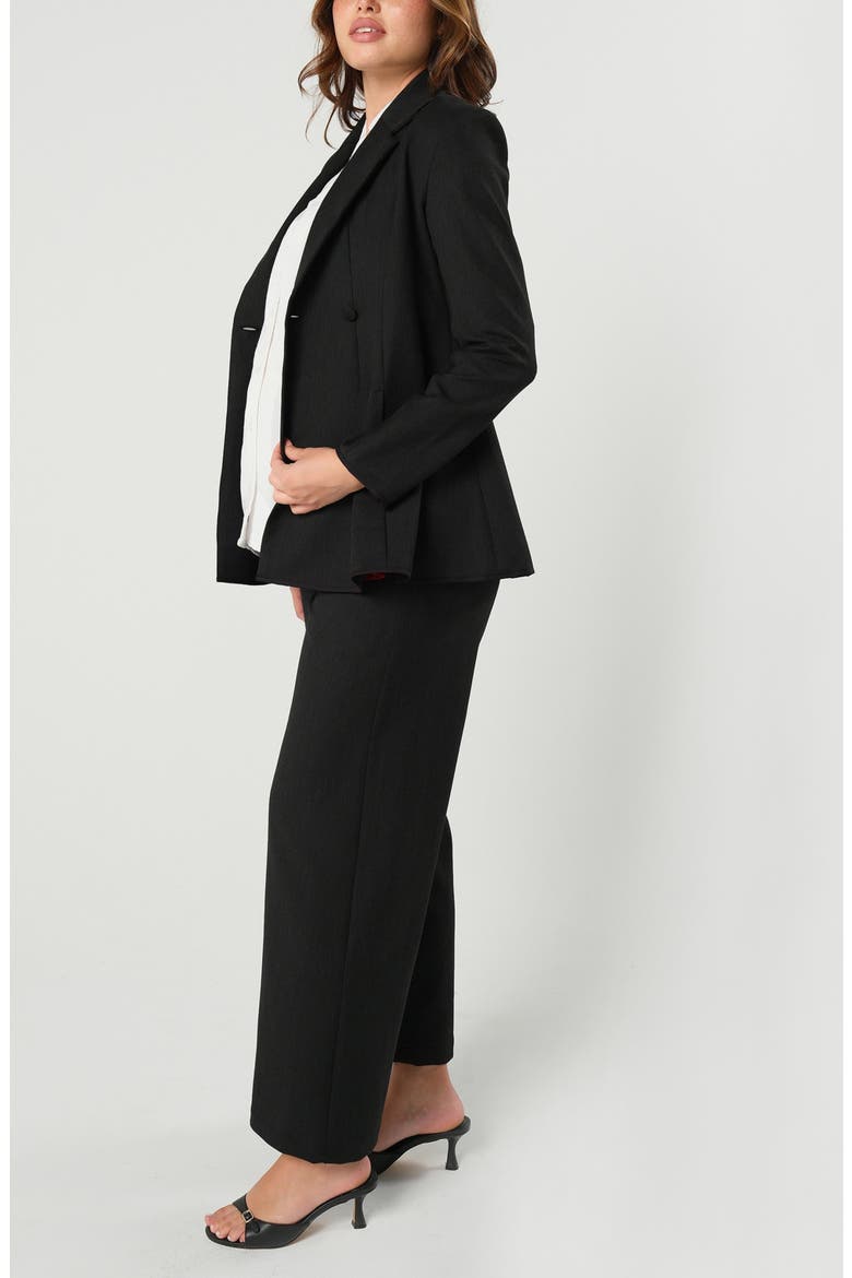 Women's Petite Semi- Wide Leg Maternity Work Pant, Alternate, color, Black