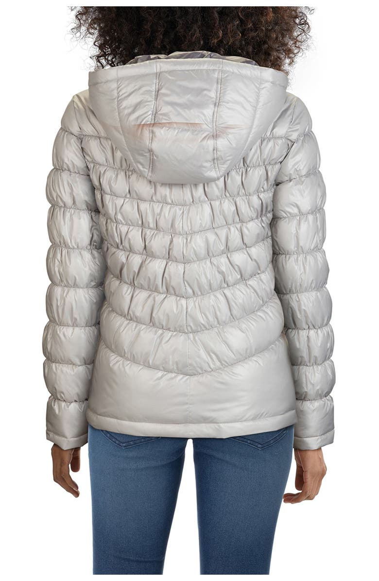 Kenneth Cole Hooded Front Zip Puffer Jacket, Alternate, color, Silver