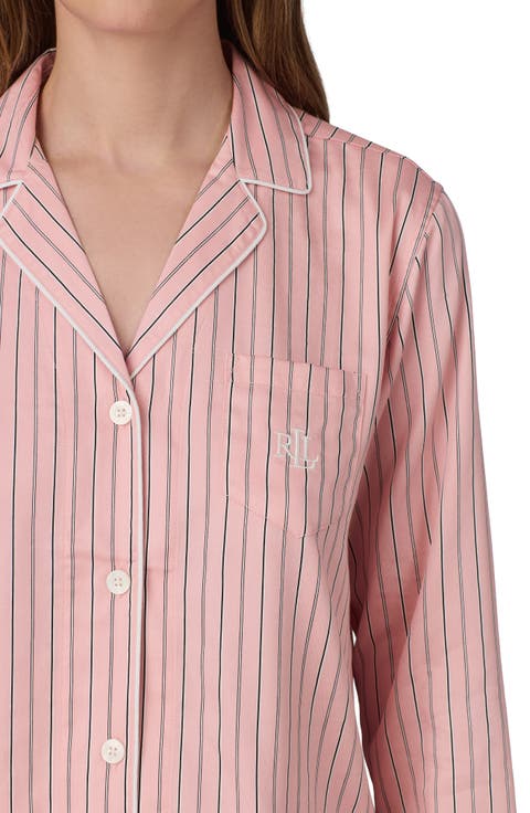 Notch Collar Long Sleeve Pajamas